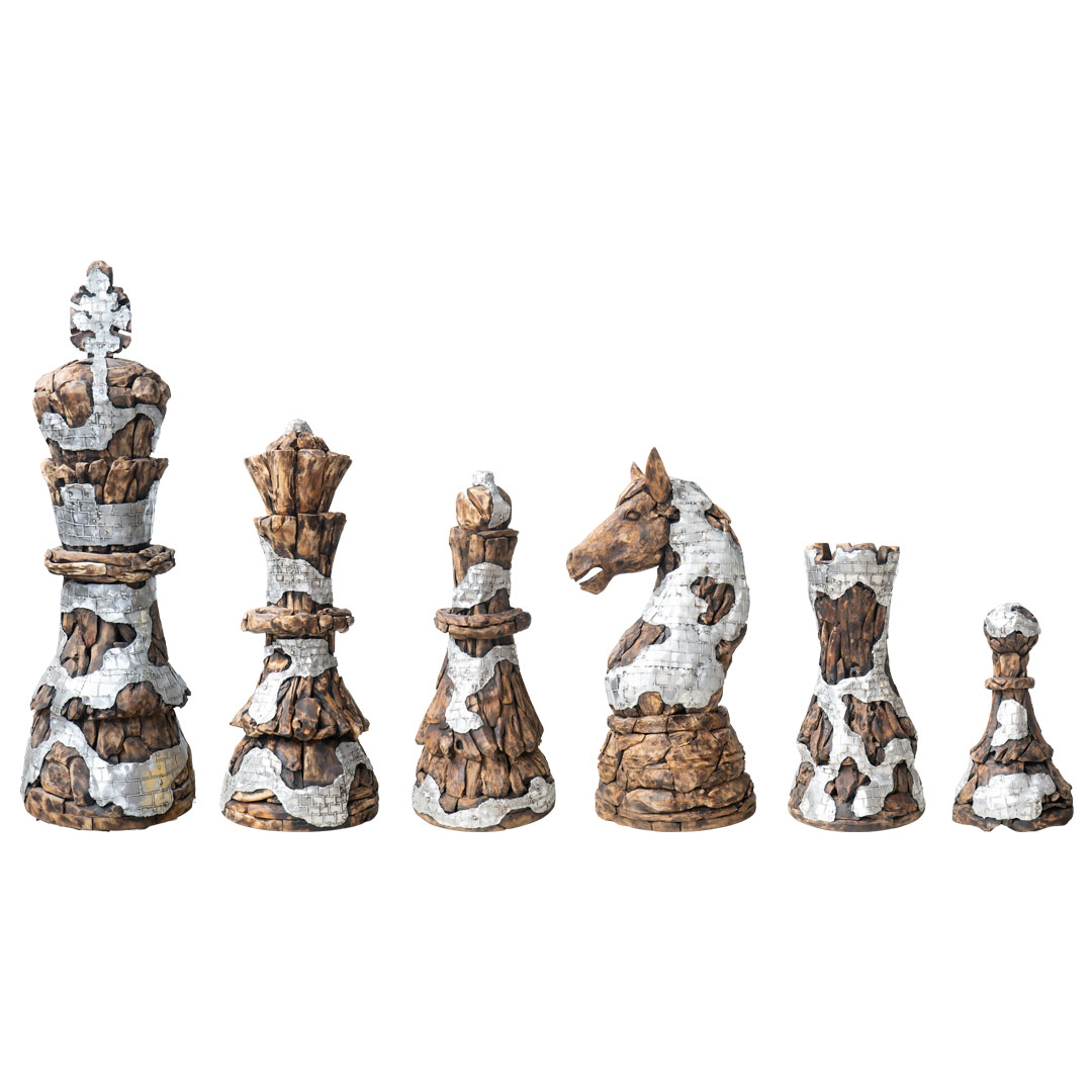 Chess Pieces - J - Natural Silver - Set 6