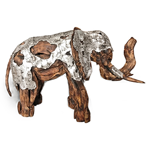 Nose Up Elephant - M - Natural Silver