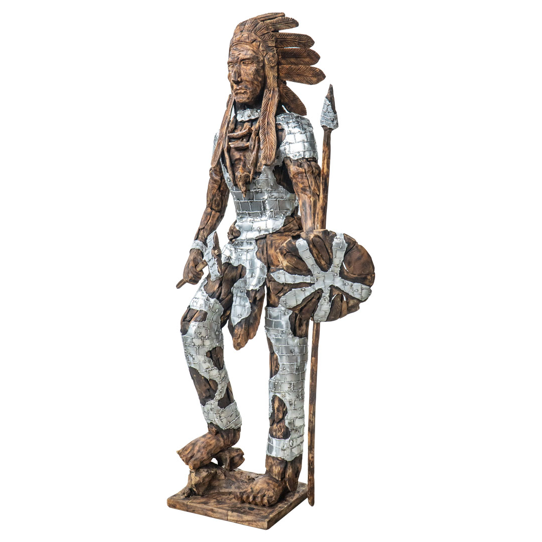 Native American Spear Warrior - XJ - Natural Silver