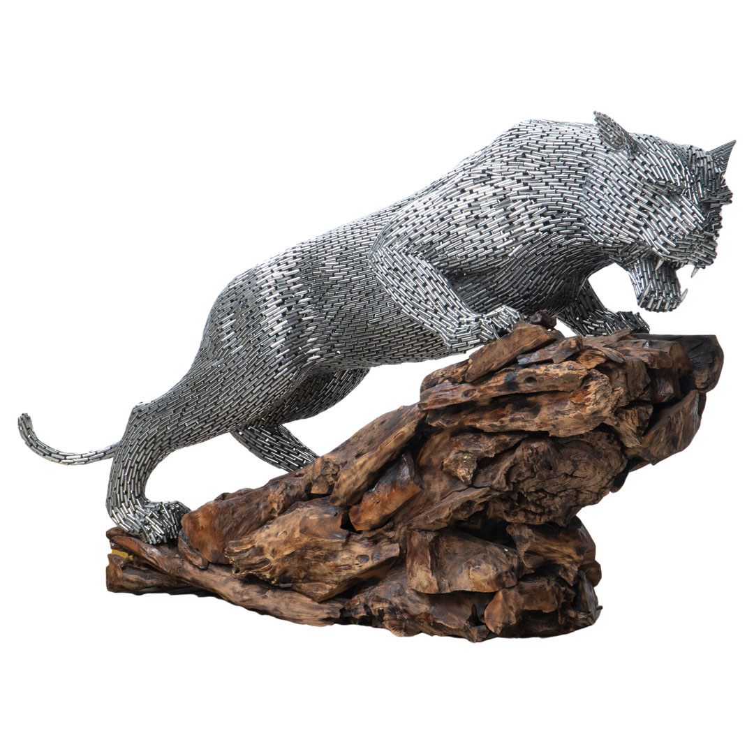 Pouncing Panther - M - Natural Silver Stainless