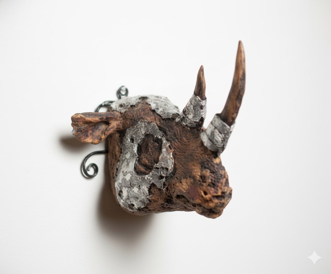 Rhino Head - S - Natural Silver