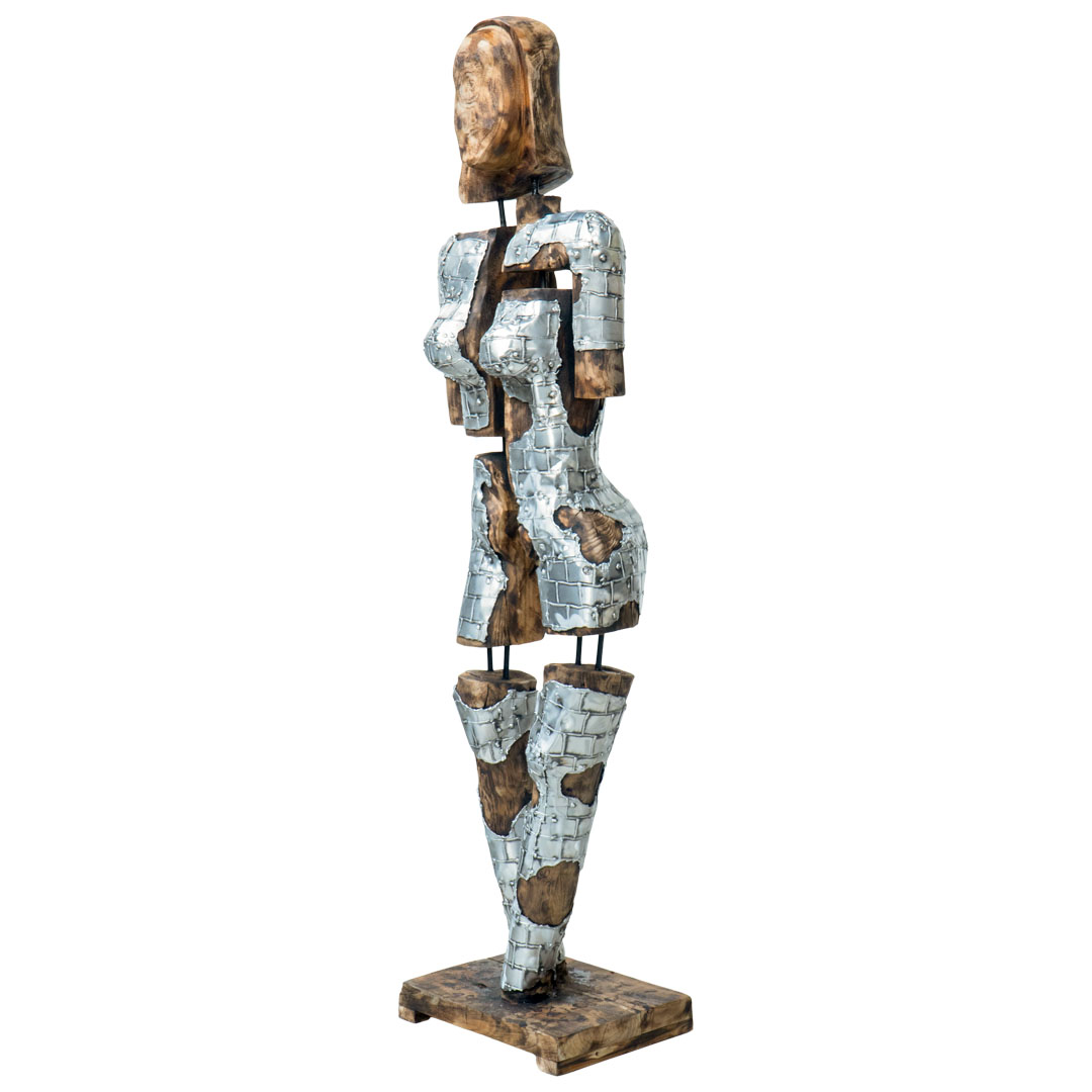 Woman And Line Pieces - J - Natural Silver - Plate