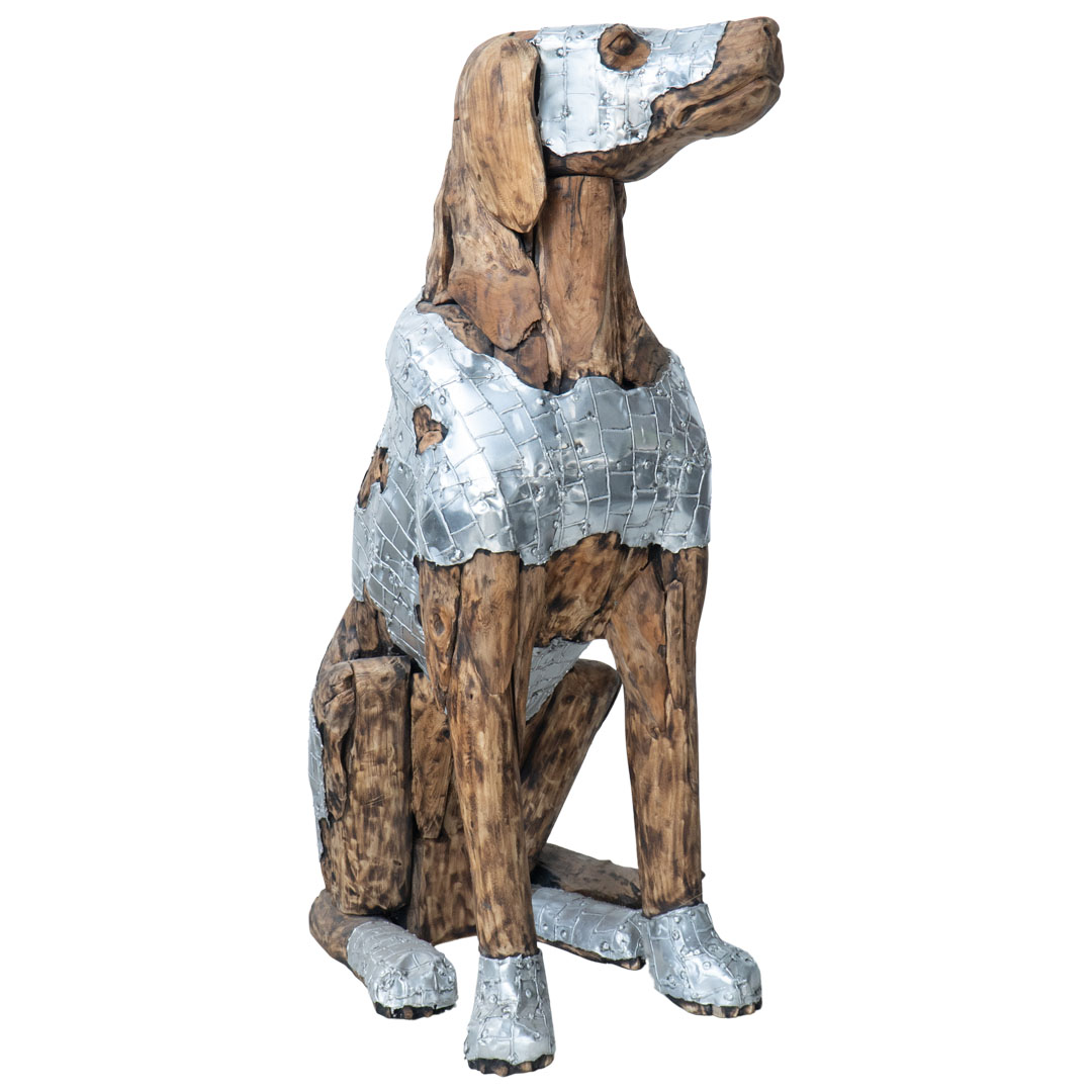 Big Sitting Dog - J - Natural Silver