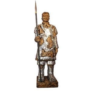 Standing Chinese Warrior - SJ - Natural Silver - Right Spear (Wood)