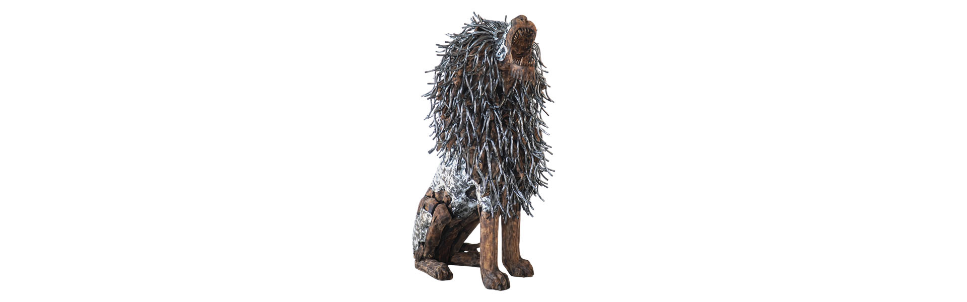Lion Dramatic Face - J - Natural Silver