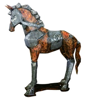 Cubism Horse - J - Natural Silver