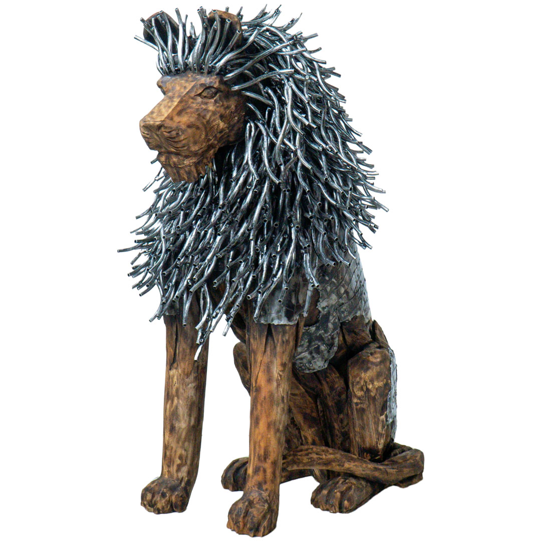 Sitting Lion - J - Natural Silver - Full Hair