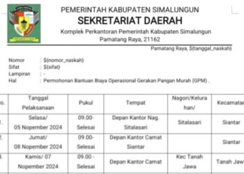 Dalih Gerakan Pangan Murah, Dinas Hanpang Simalungun Bermohon Bantuan Biaya ke BI