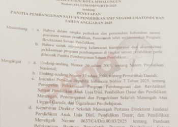 Swakelola, Kepala SMPN 2 Hatonduhan Justru Sebut Rekanan yang Order Material