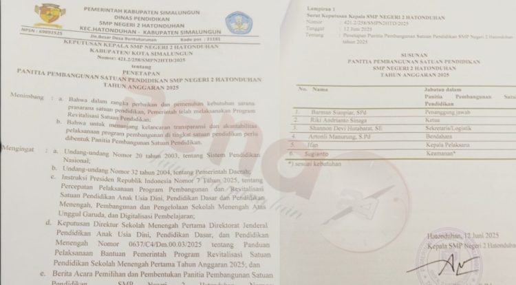 Pembangunan 1,7 M di SMPN 2 Hatonduhan, Uang Damai 200 Ribu/Bulan dari Kepsek ke Sugianto