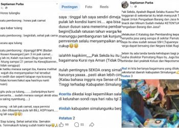 Postingan Kedua dan Ketiga Mantan Camat Raya, Sekda “Disentil”