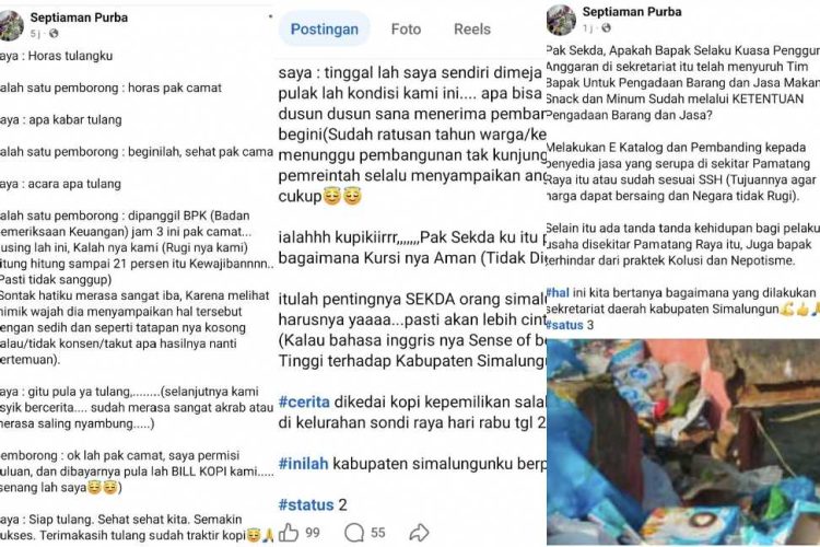 Postingan Kedua dan Ketiga Mantan Camat Raya, Sekda “Disentil”