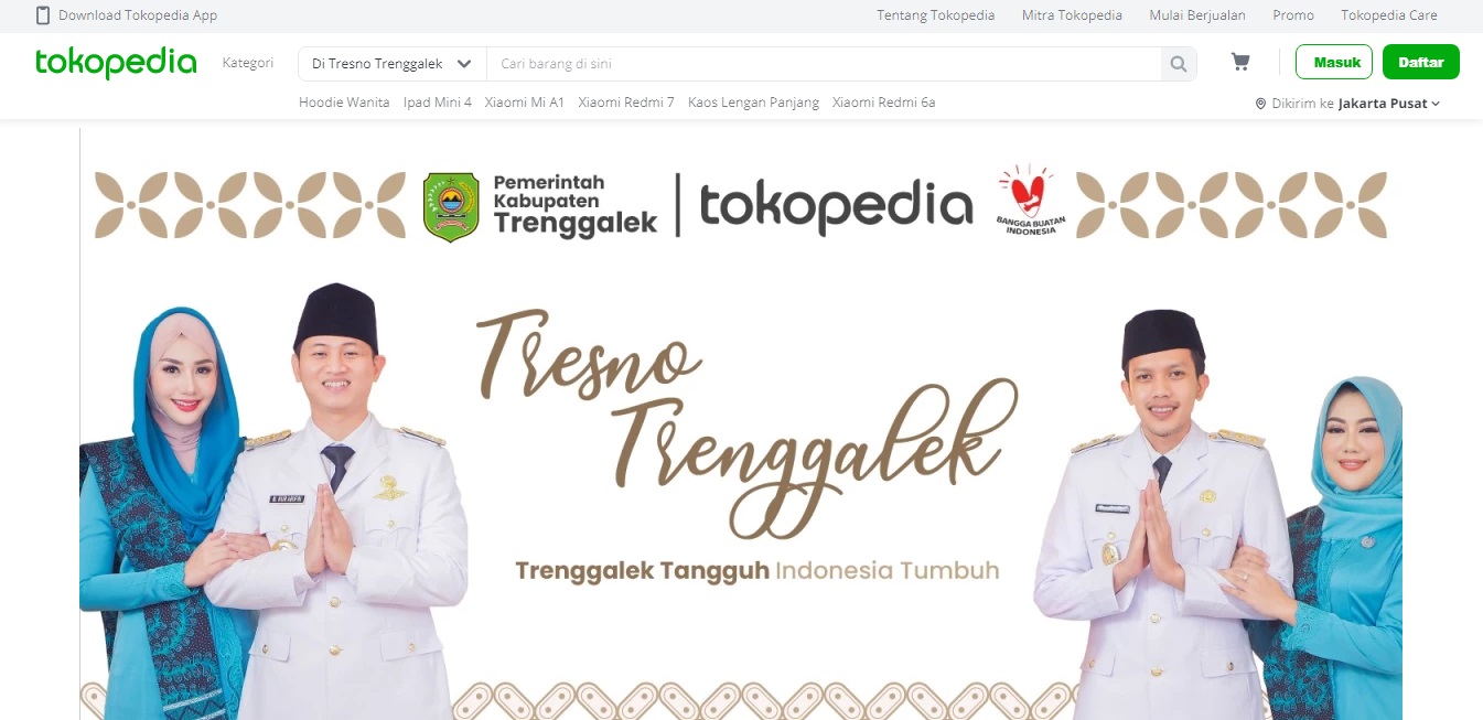 Tresno Trenggalek, akun official Pemerintah Kabupaten Trenggalek di Tokopedia