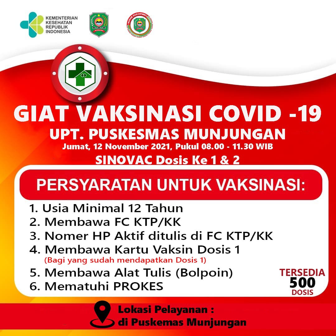 Info vaksinasi Covid-19 Trenggalek di Kecamatan Munjungan, 12 November 2021