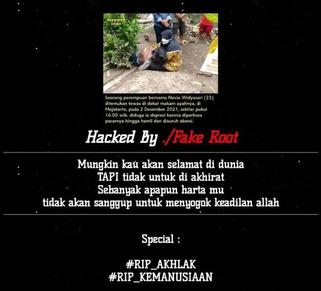 Situs resmi KPU Jawa Timur kena hack untuk suarakan keadilan Novia Widyasari