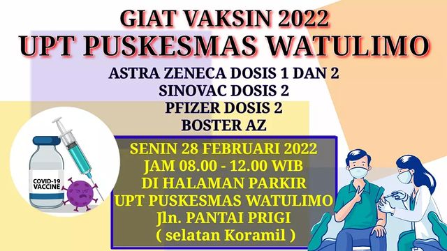 Jadwal Vaksin Covid-19 di Kecamatan Watulimo