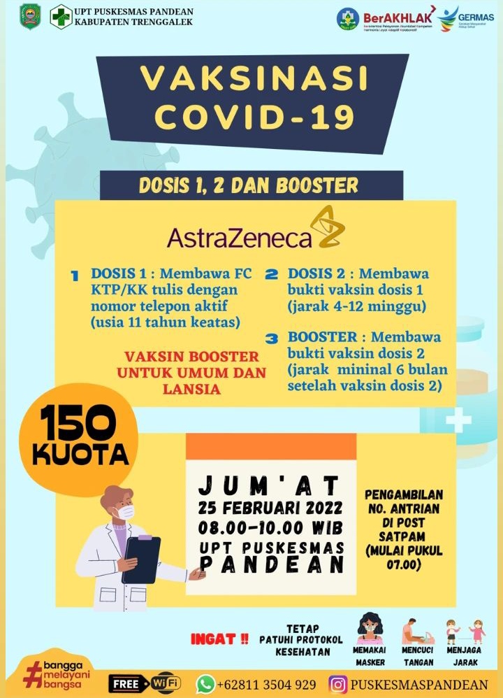 Jadwal vaksin Covid-19 di Kecamatan Durenan