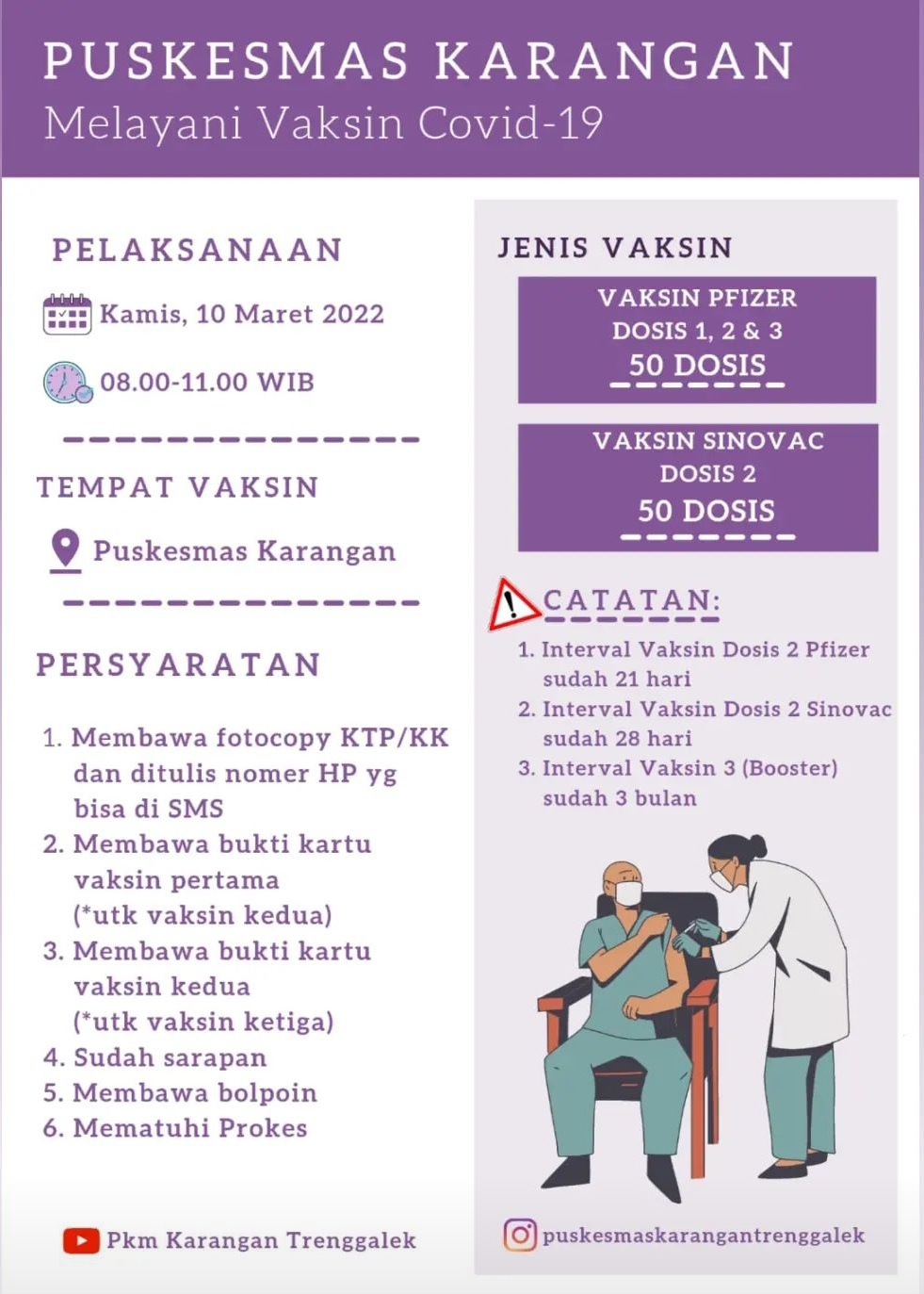 Jadwal vaksin Covid-19 di Kecamatan Karangan