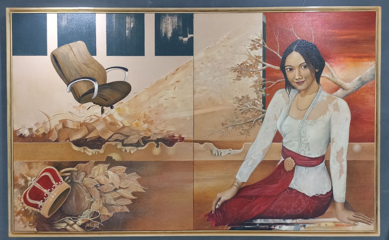 Lukisan Harta, Tahta, dan Wanita kary Ridwan Yunaedi