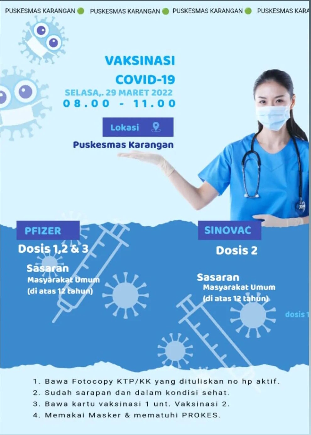 Jadwal Vaksin Covid-19 di Kecamatan Karangan