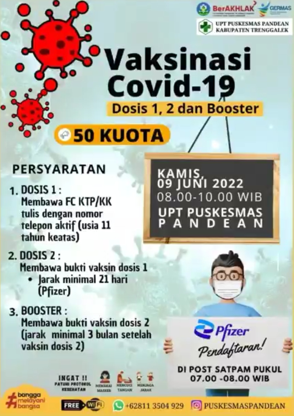 Jadwal vaksin Covid-19 di Kecamatan Dongko
