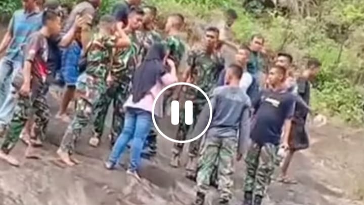 Tangkapan layar video unggahan Andre Li, pencarian tentara hilang kontak