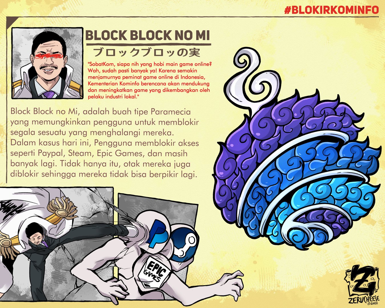Deskripsi ilustrasi Blokir Kominfo versi anime One Piece