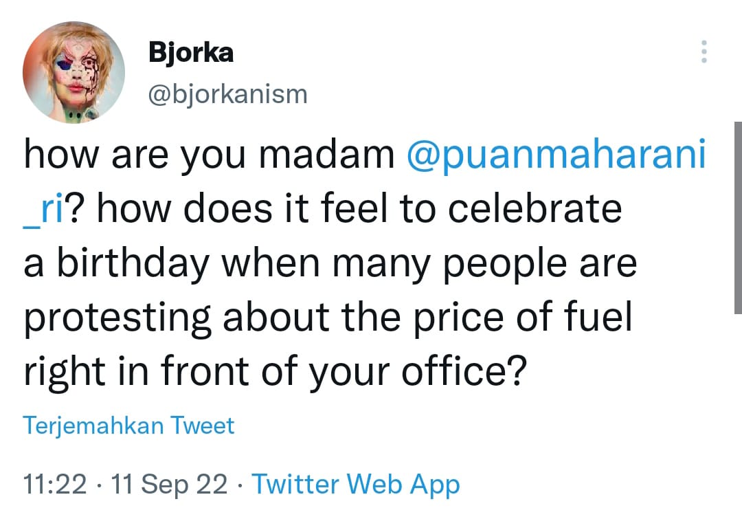 Sentilan hacker Bjorka ke Puan Maharani di Twitter