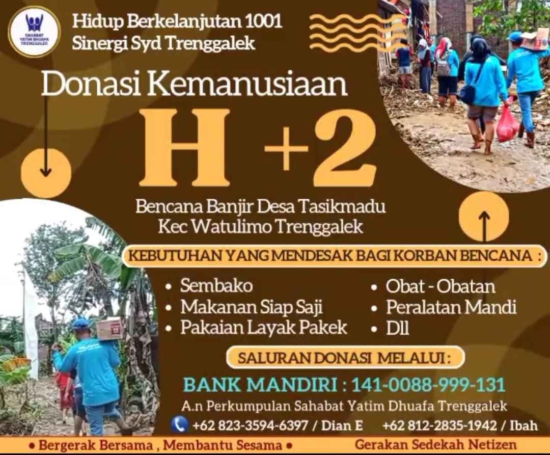 Poster donasi korban banjir bandang Watulimo Trenggalek