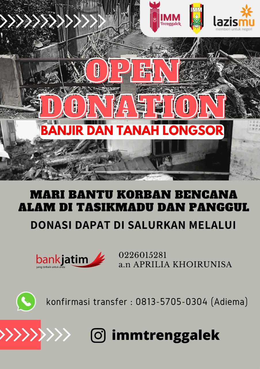 Poster galang donasi oleh IMM Trenggalek
