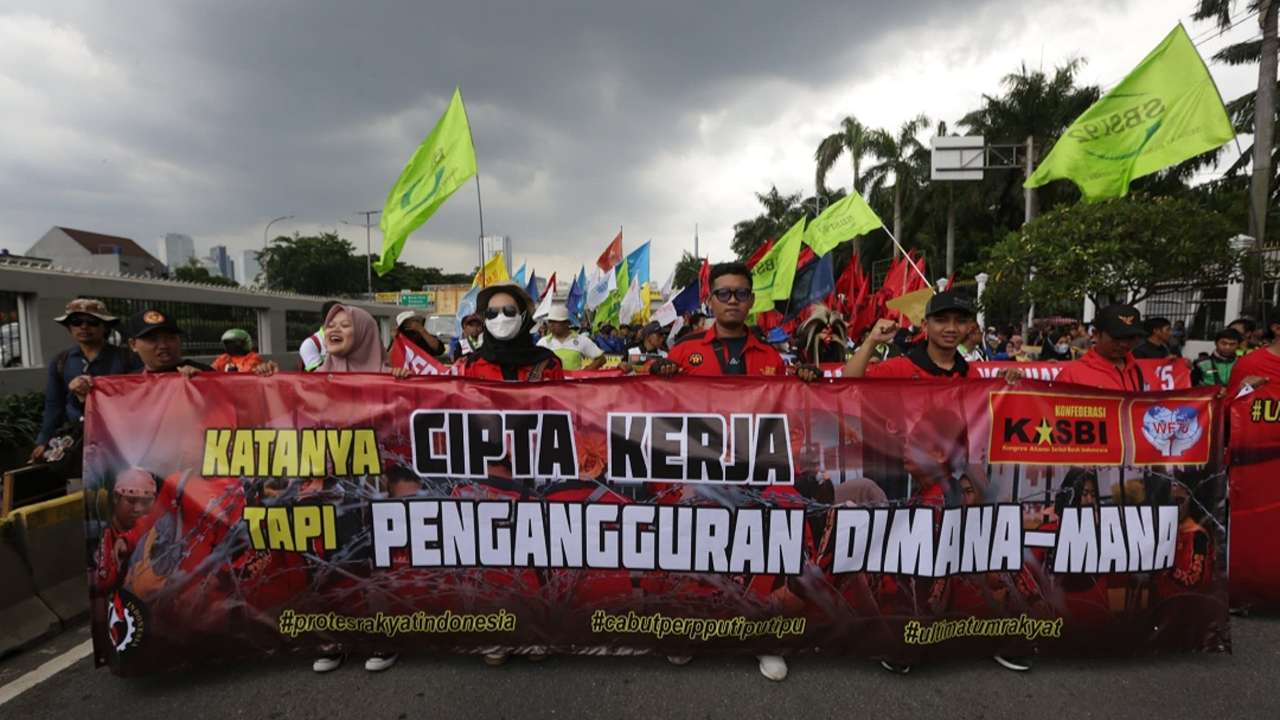 Demo tolak Perppu Cipta Kerja di Jakarta/Foto: @FraksiRakyatID (Twitter)