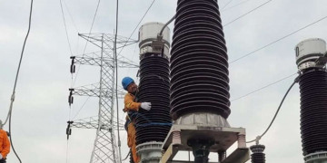 Petugas PLN sedang memperbaiki jaringan listrik/Foto: PLN
