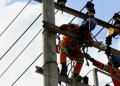 Petugas sedang memperbaiki jaringan listrik/Foto: PLN