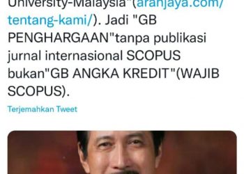 Status medsos twiter Prof. Yusuf L Henuk terkait telah diperiksanya Ibnu Chaldun oleh Metro Jaya, Senin (29/3).