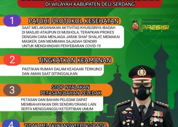 Kapolresta Deliserdang, Kombes. Pol. Irsan Sinuhaji SIK, MH himbau masyarakat patuhi prokes saat bulan puasa, Rabu (30/3).