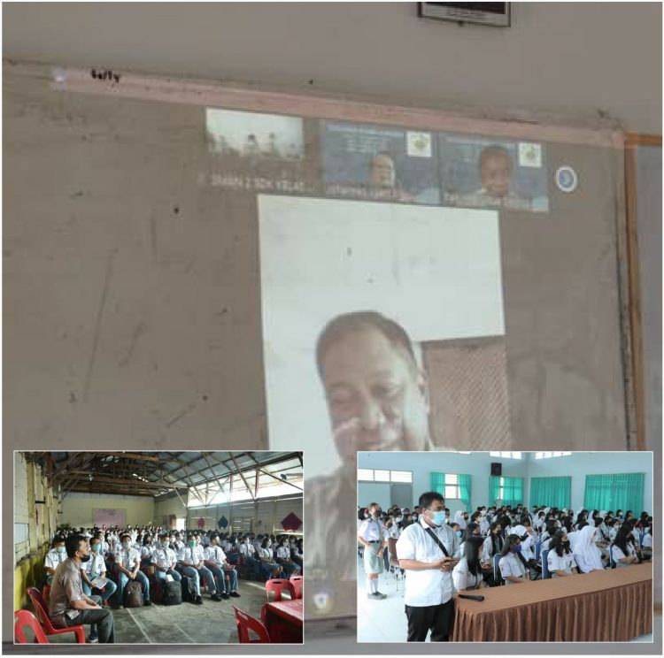 Bupati Dairi, Dr. Eddy KE Berutu saat webinar motivasi siswa/i SMA, Jumat (25/3).