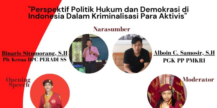 Diskusi secara Online, PMKRI Siantar angkat tema perspektif politik hukum dan demokrasi di Indonesia dalam kriminalisasi Aktifis, Kamis (31/3).