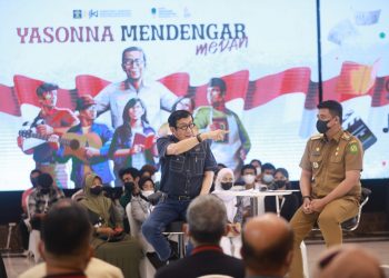 Menkumham, Yasonna Hamonangan Laoly saat acara Yasonna mendengar di Medan, Selasa (12/4).