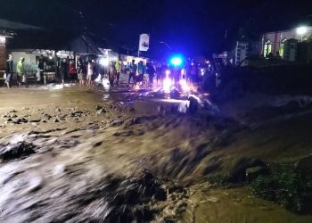 Kondisi Desa Beringin Gayo saat diterjang luapan air pegunungan, Kamis malam (14/4).