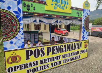 TNI - Polri, Dishub dan Tim Medis saat Pos Pam - Pos Yan diperbatasan, Jumat (29/4).