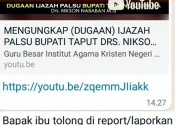 Ajakan seorang Kadis Pemkab Taput akan chanel yotube Aktual, Sabtu (7/5).