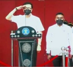 MenkumHam RI, Yasonna H Laoly saat pimpin apel gabungan setelah liburan idul fitri, Senin (9/5).