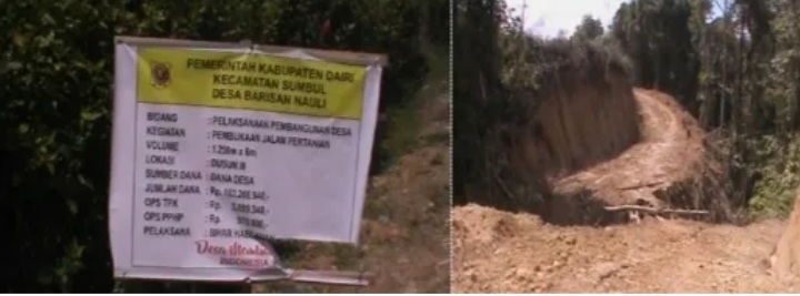 Proyek pembukaan jalan usaha tani yang bersumber dari DD TA 2021 diduga terjadi korupsi, Rabu (15/6).