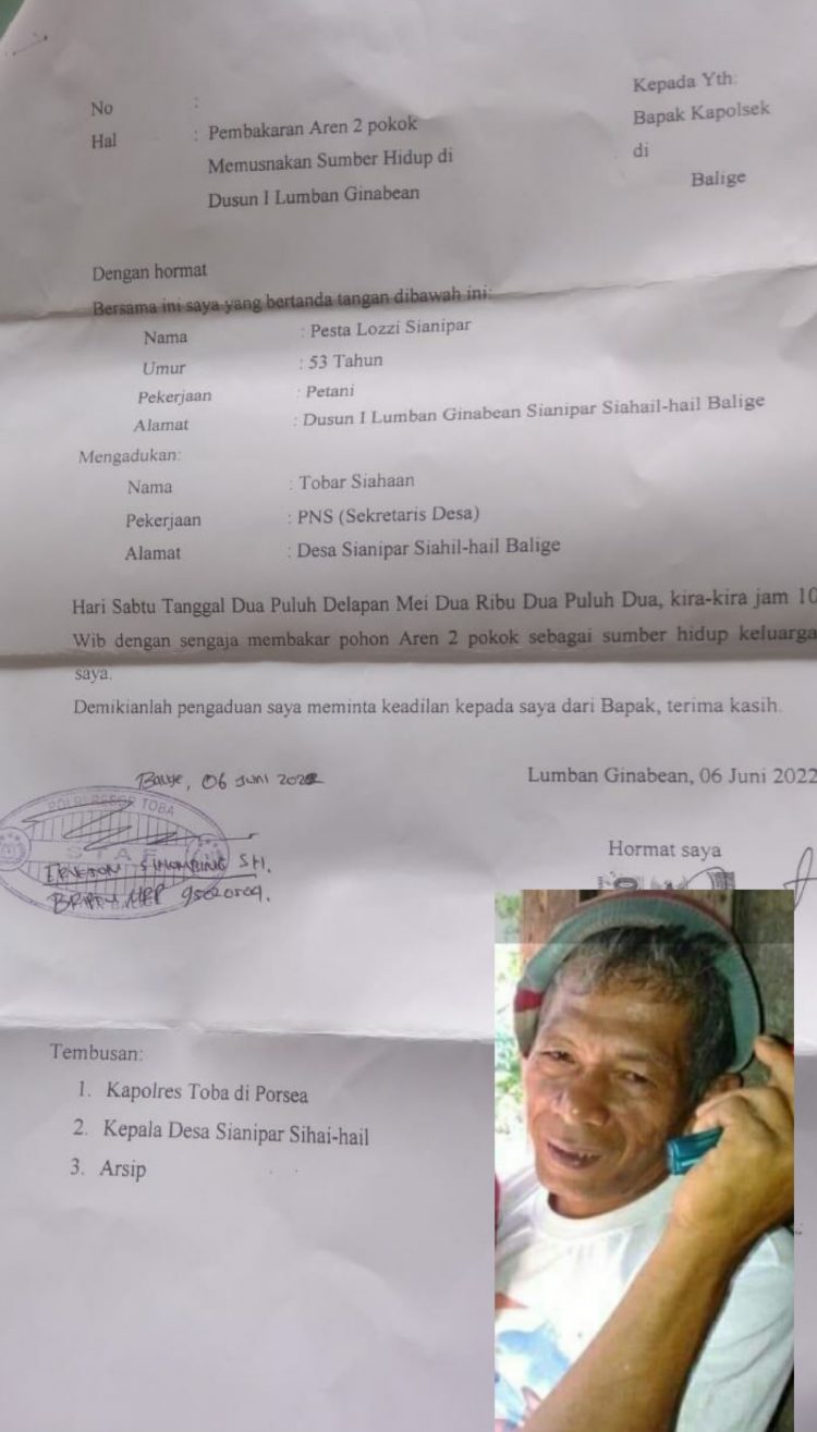 LP di Polsek Balige dan Pesta L Sianipar, Selasa (7/6).