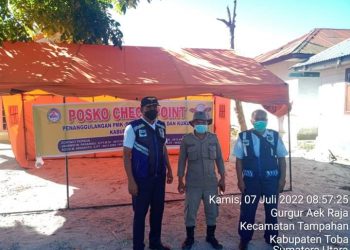 Posko Satgas PMK Kabupaten Toba saat perketat perbatasan dengan Kabupaten lain, Rabu (6/7/2022).