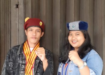 Edis Galingging selaku Ketua PMKRI Cabang Pematangsiantar bersama Juwita Panjaitan selaku Ketua GMKI Pematangsiantar - Simalungun, Selasa (9/8).