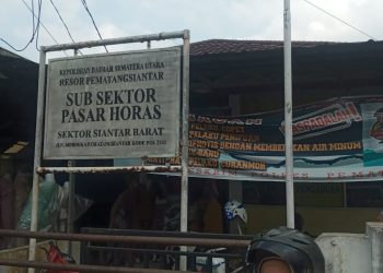 Pos Polisi Pasar Horas Pematamgsiantar, Kamis (11/8).