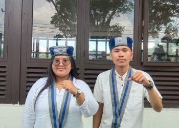 Ketua GMKI Pematangsiantar - Simalungun, Juwita Panjaitan bersama Sekretaris Tulus Panggabean, Jumat (12/8).