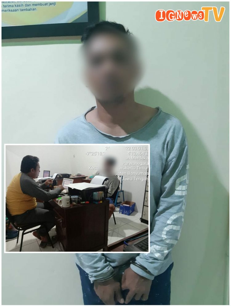 Tersangka pengedar sabu, YE saat diamankan di Mapolresta Banyumas, Kamis (25/8).