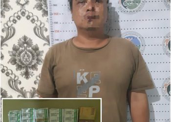 Tersangka SUP bersama barang bukti obat obatan keras saat diamankan di Mapolresta Banyumas, Kamis (25/8).